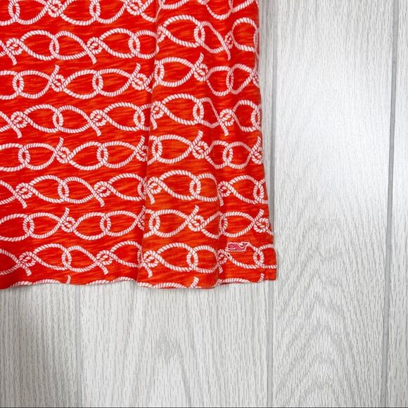 Vineyard Vines | Orange / White Knotted Rope Print Dress Size Medium - Picture 3 of 6